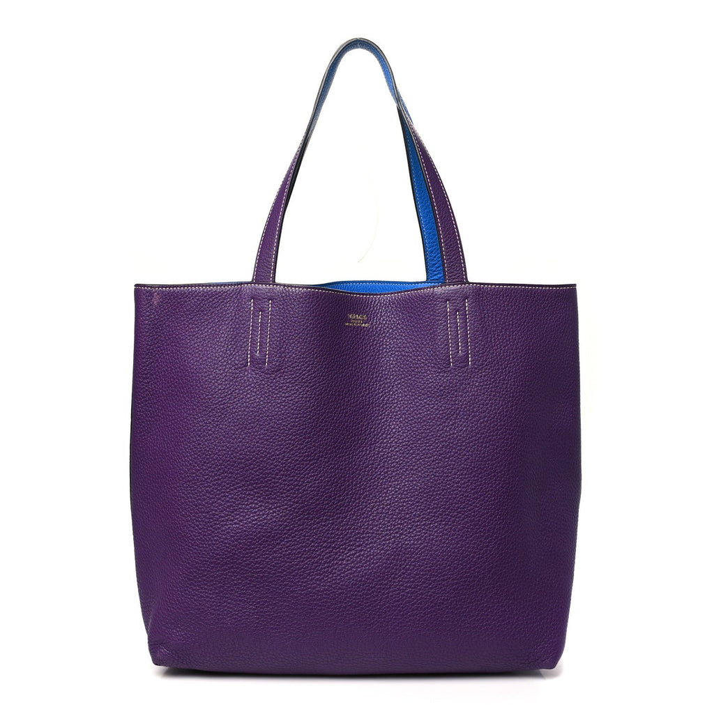 Taurillon Clemence Double Sens 36 Reversible Tote Bleu Zanzibar Ultraviolet