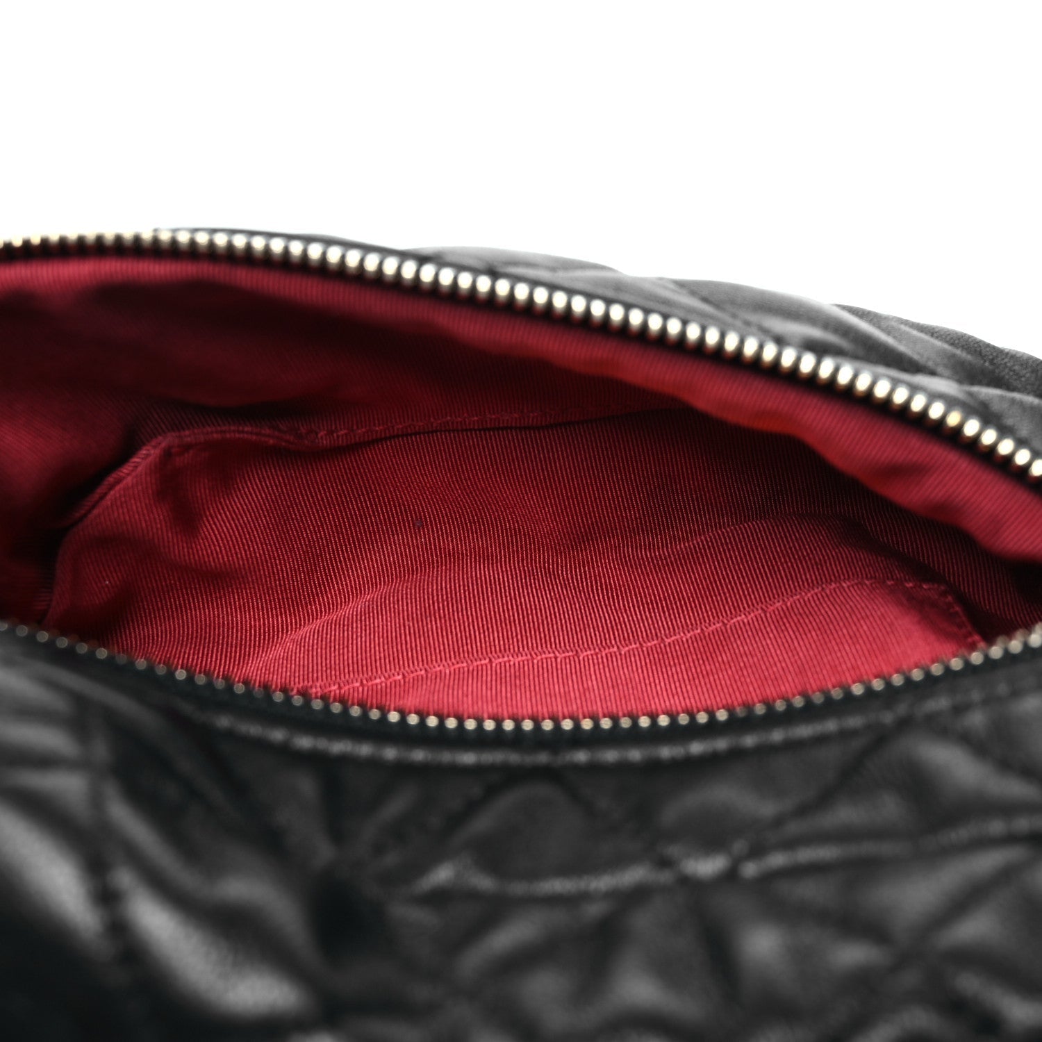 Lambskin Quilted Linked In Waist Bag Black