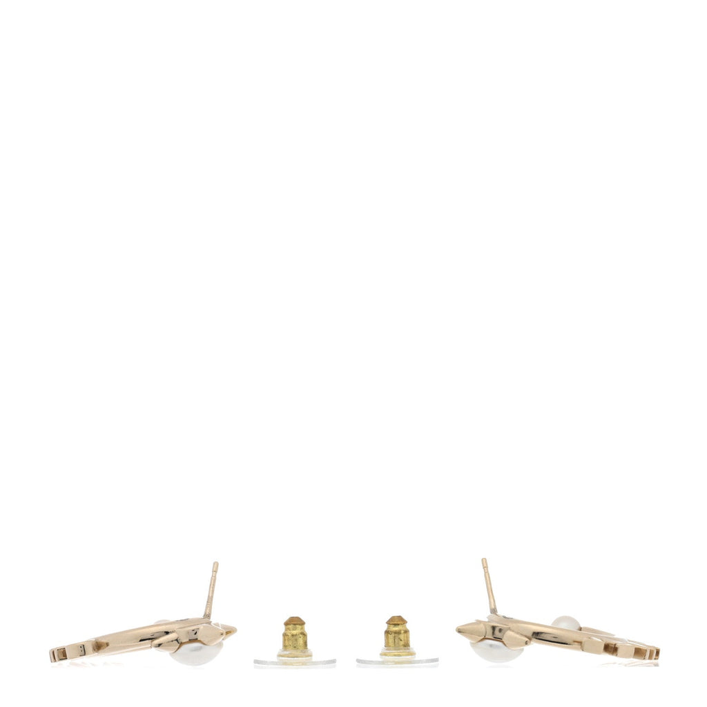 Pearl Logo Earrings Gold