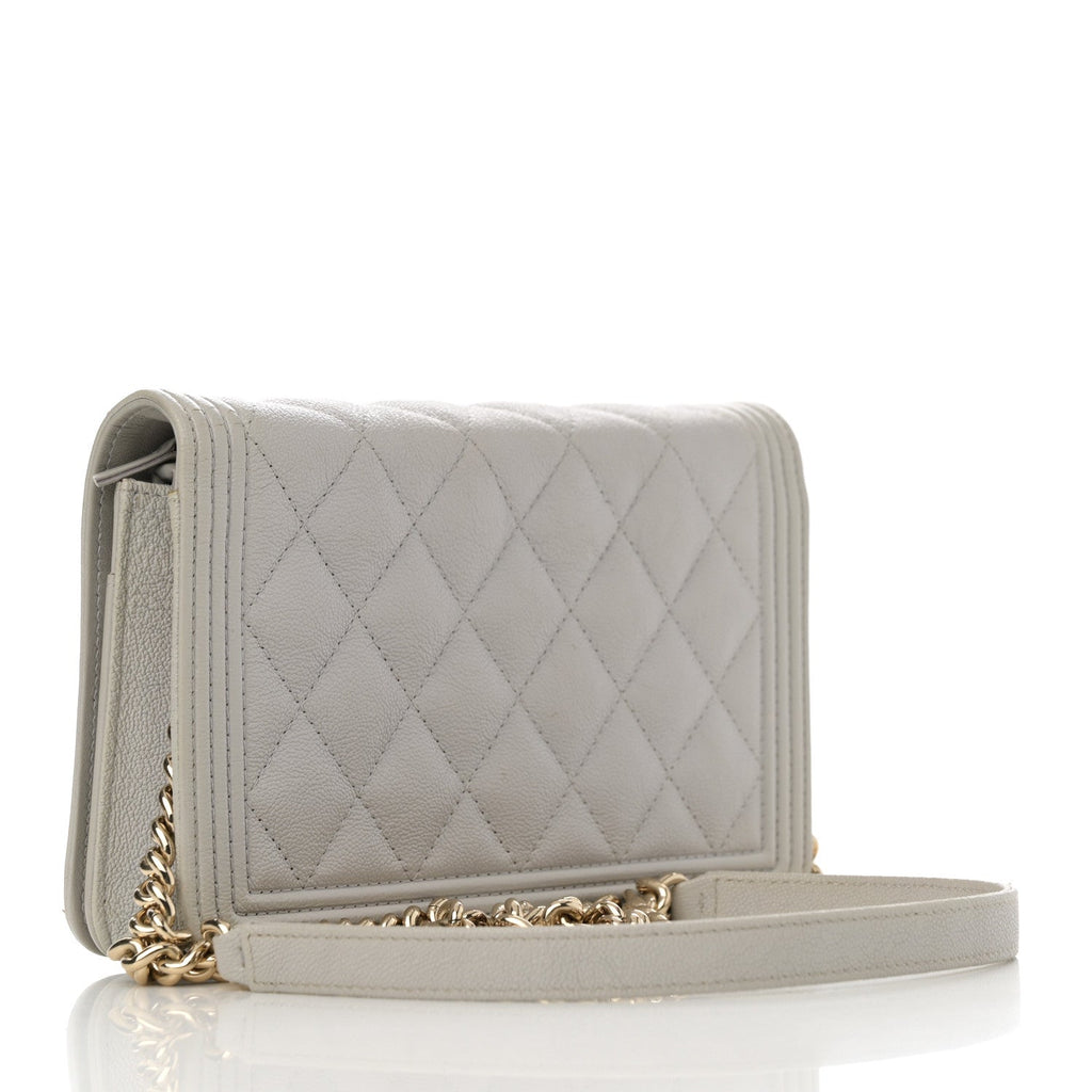Caviar Quilted Boy Wallet On Chain WOC Grey