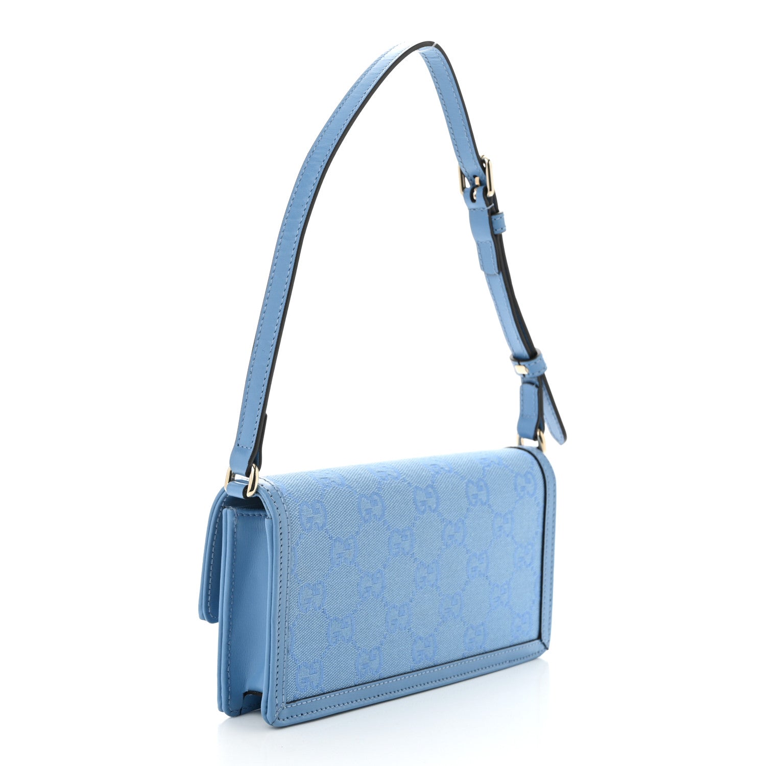 GG Monogram Textured Dollar Calfskin Small Luce Shoulder Bag Blue