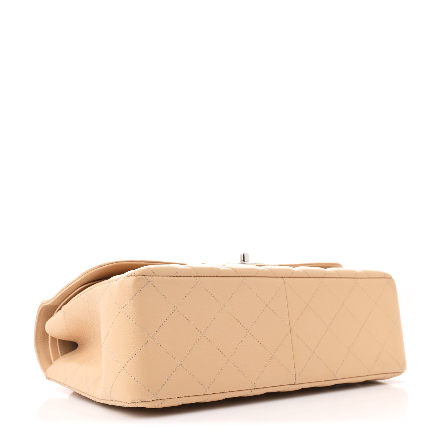 Caviar Quilted Jumbo Double Flap Beige Clair