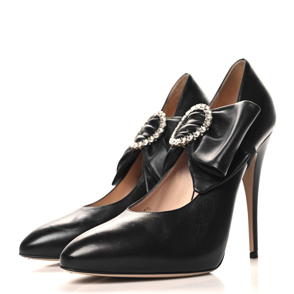 Nappa Removable Bow Elaisa Platform High Heel Pumps 39 Black