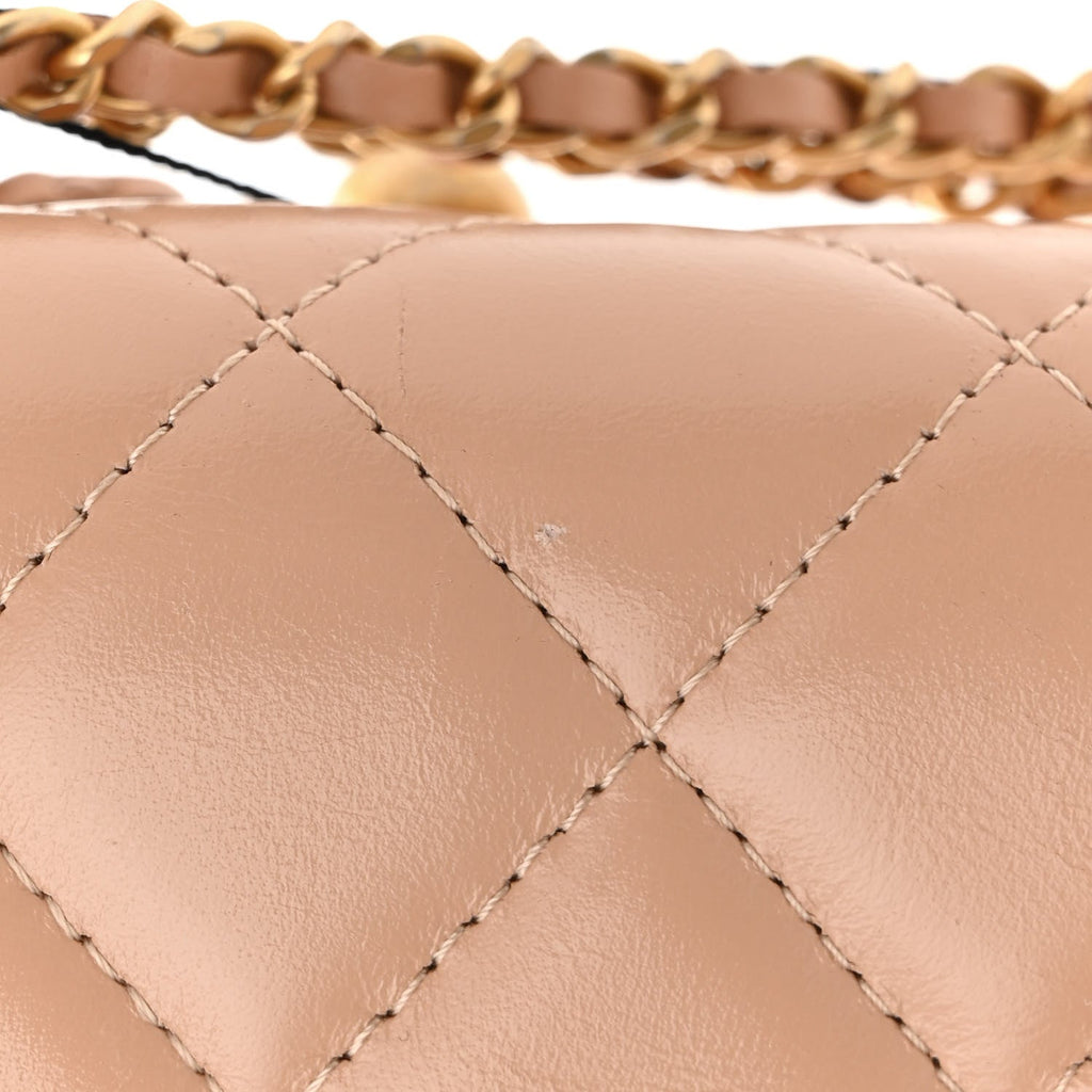 Calfskin Quilted Perfect Fit Wallet On Chain WOC Beige