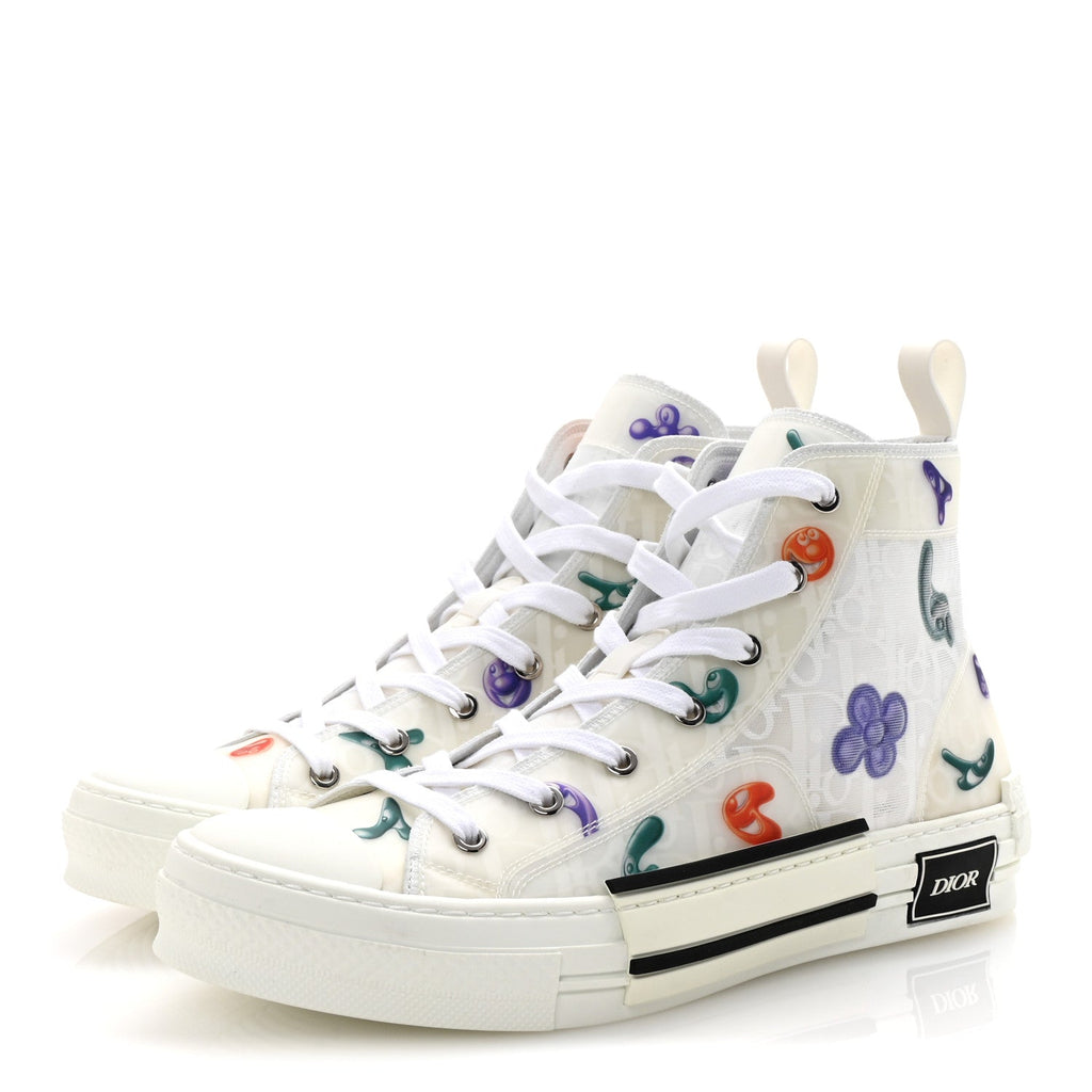 X KENNY SCHARF Technical Canvas Oblique Patch Mens B23 High Top Sneakers  42 White Blue