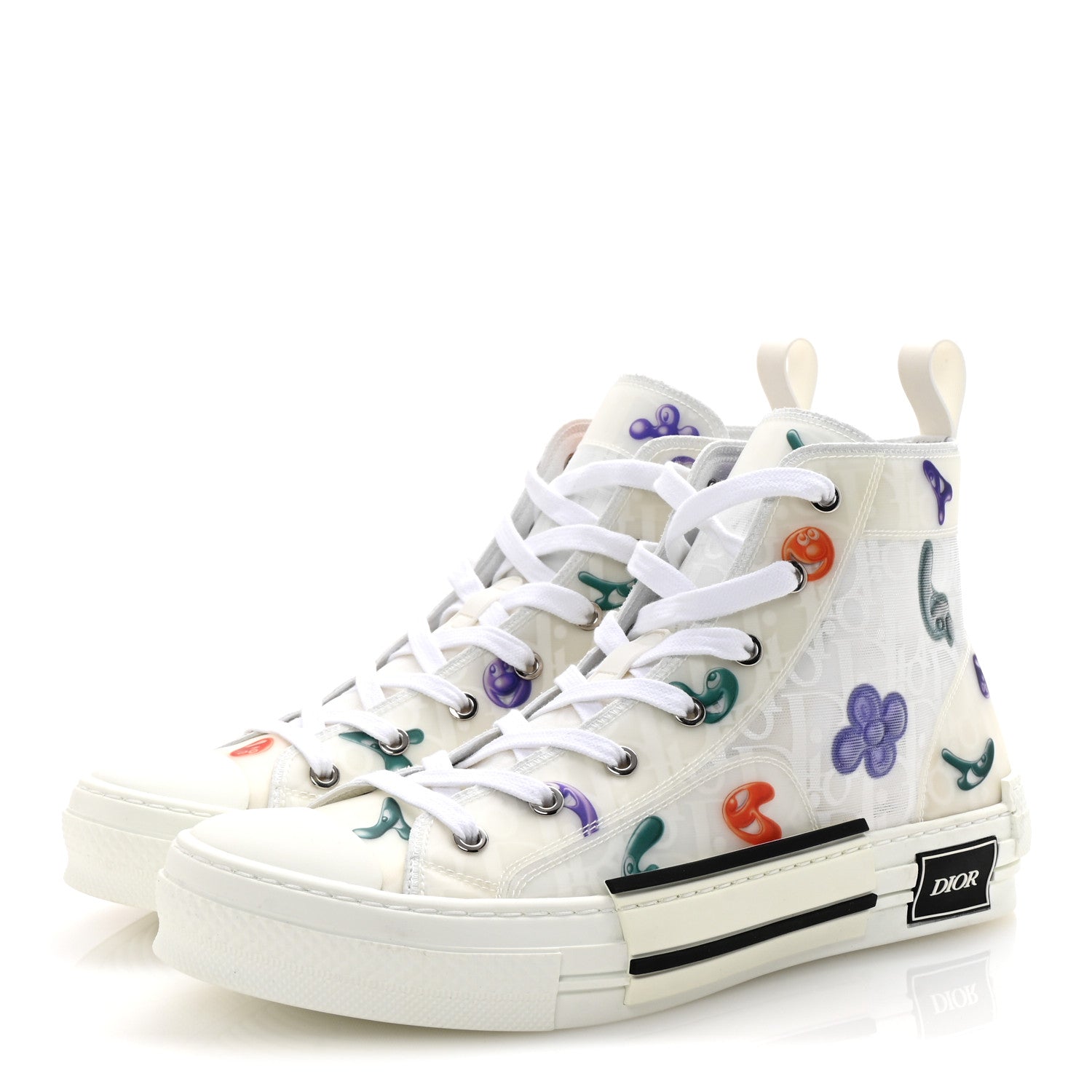 X KENNY SCHARF Technical Canvas Oblique Patch Mens B23 High Top Sneakers  42 White Blue