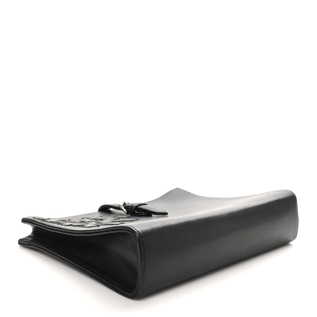 Grained Calfskin Cross Clutch Black