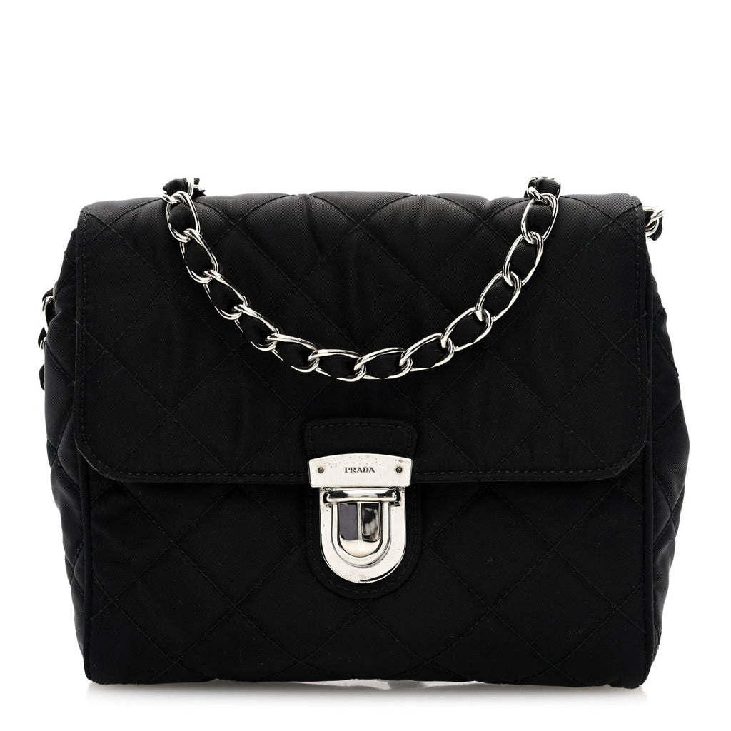 Nylon Tessuto Impuntu Quilted Flap Black