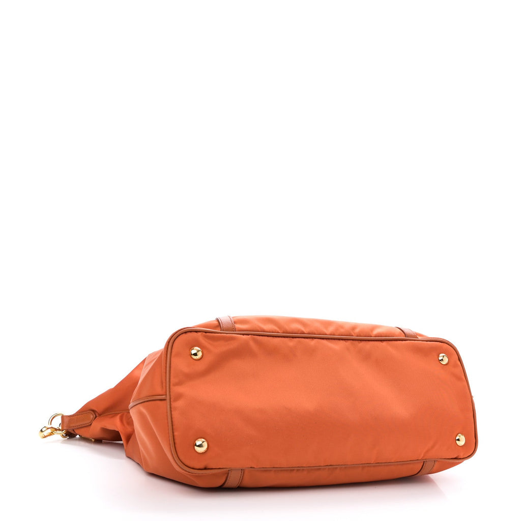 Tessuto Nylon Saffiano Tote Papaya