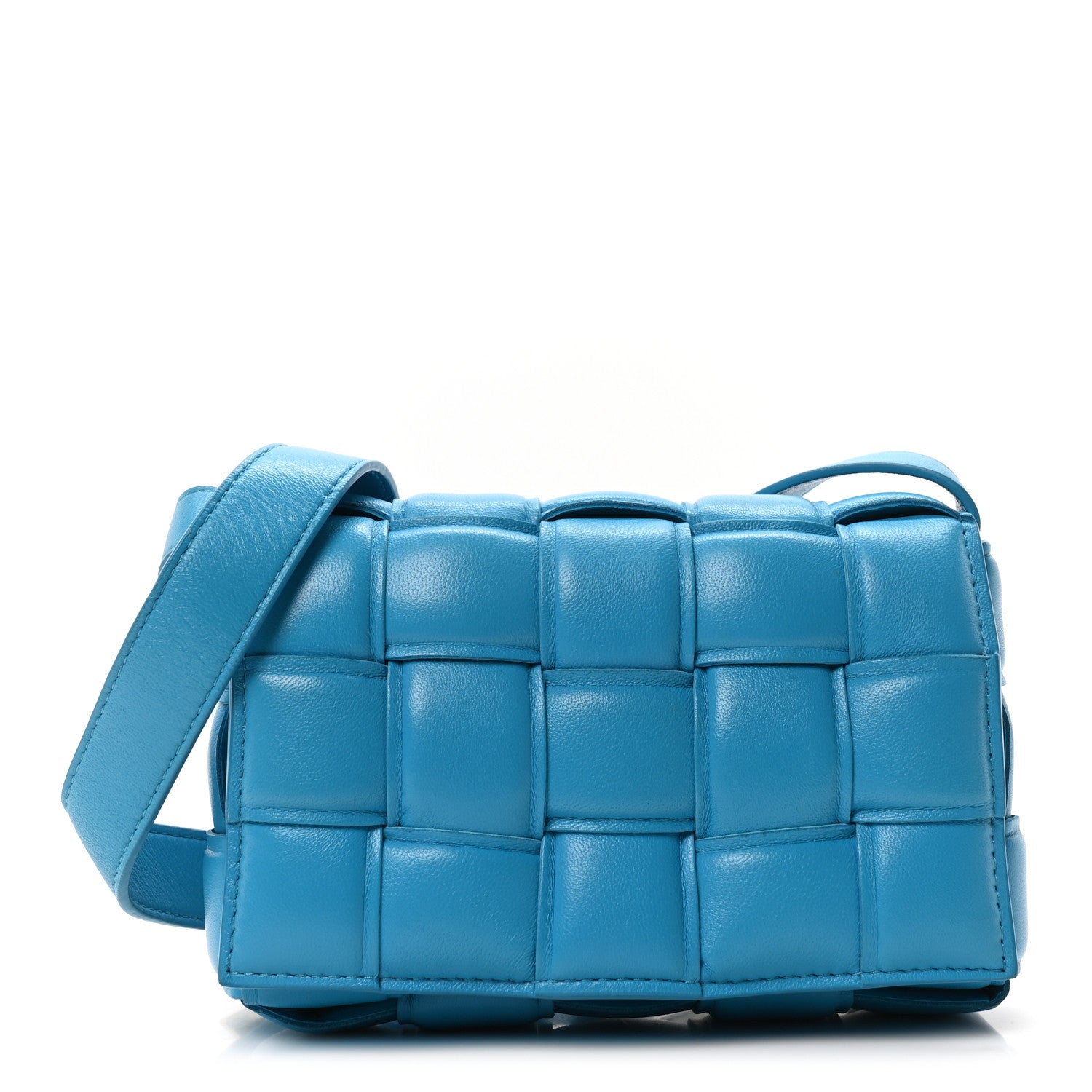 Nappa Maxi Intreccio Small Padded Cassette Crossbody Bag Pool