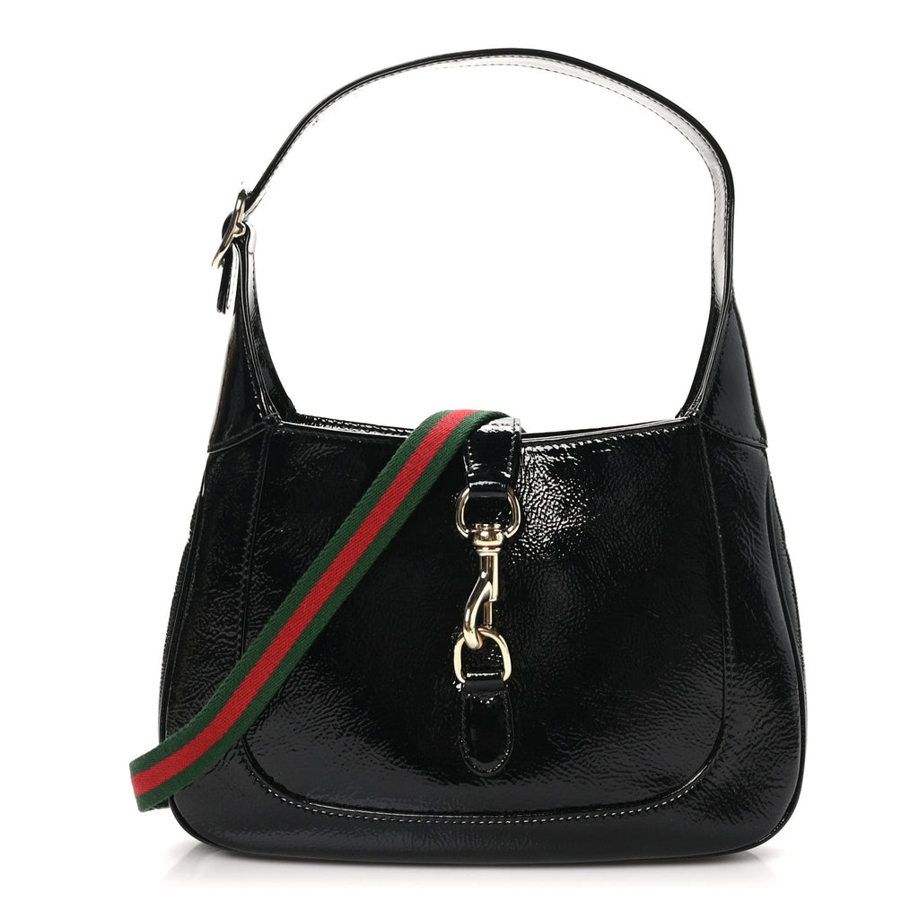 Patent Calfskin Small Jackie Shoulder Bag Black