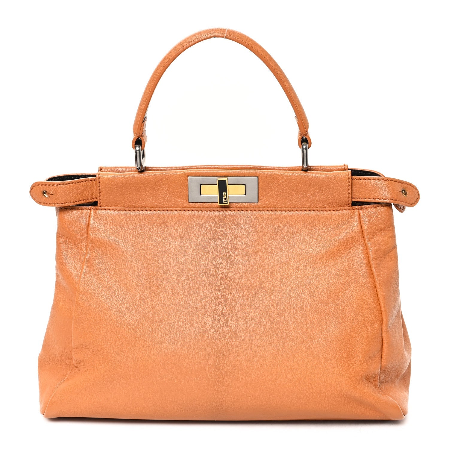 Goatskin Snakeskin Medium Peekaboo Iconic Satchel Brown