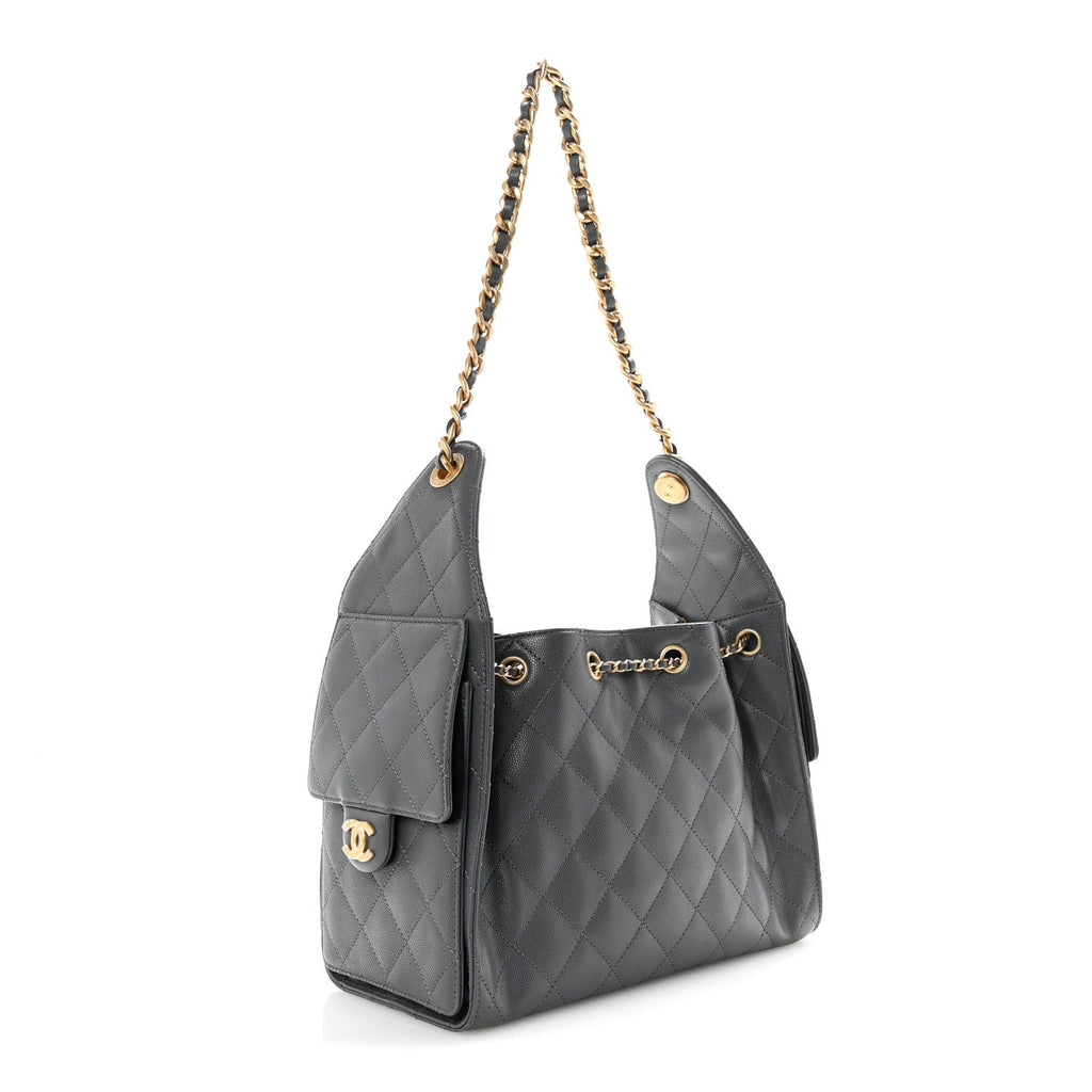 Caviar Quilted Small Chanel 25 Handbag Grey