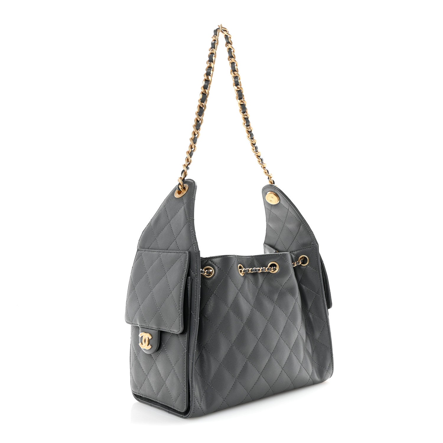Caviar Quilted Small Chanel 25 Handbag Grey