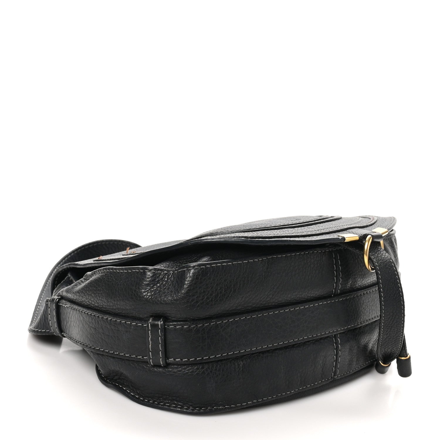 Calfskin Medium Marcie Round Crossbody Bag Black