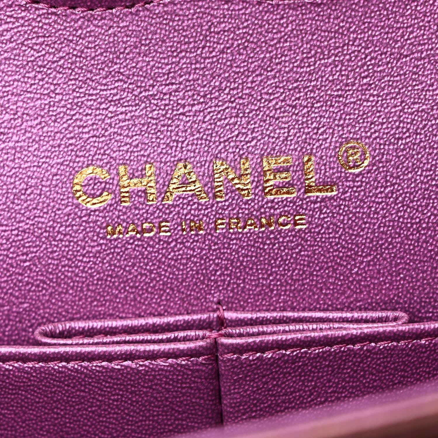 Iridescent Lambskin Quilted Medium Double Flap Purple