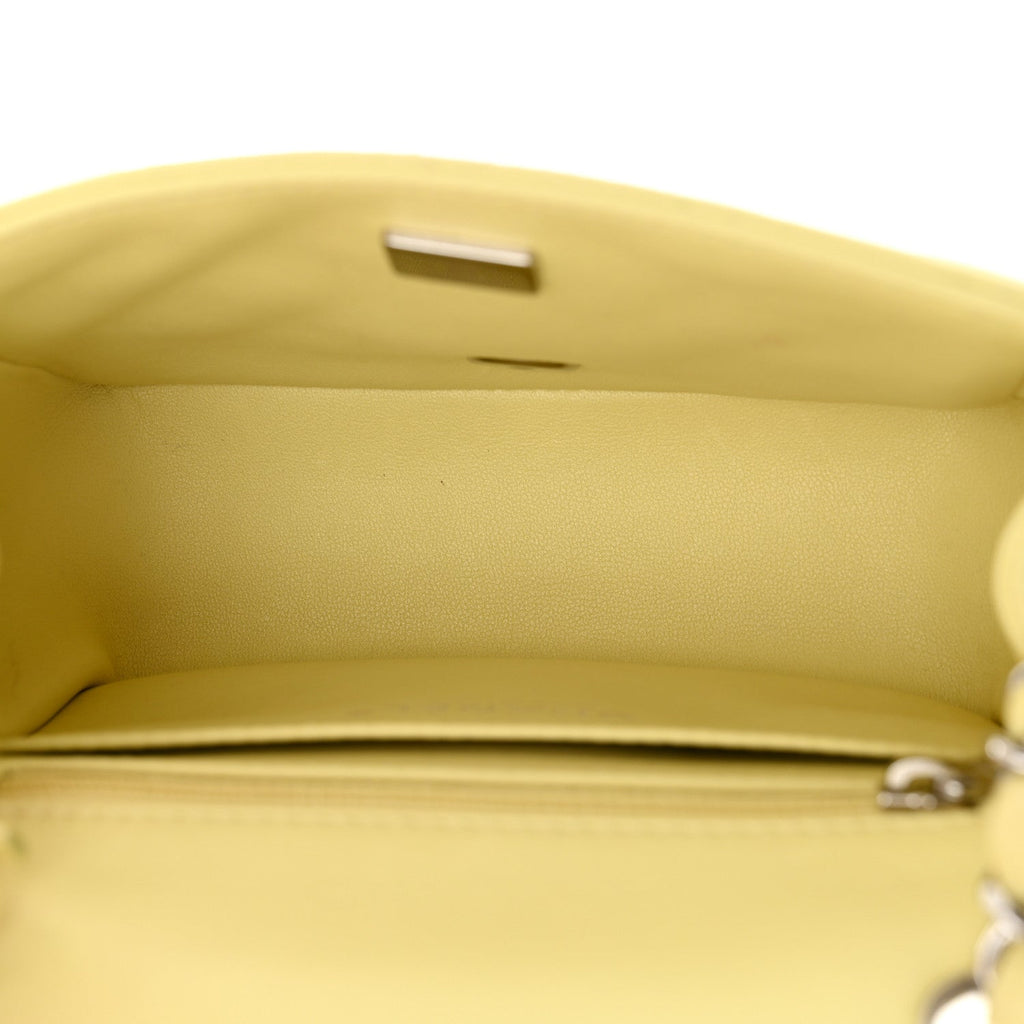 Lambskin Quilted Mini Square Flap Light Yellow