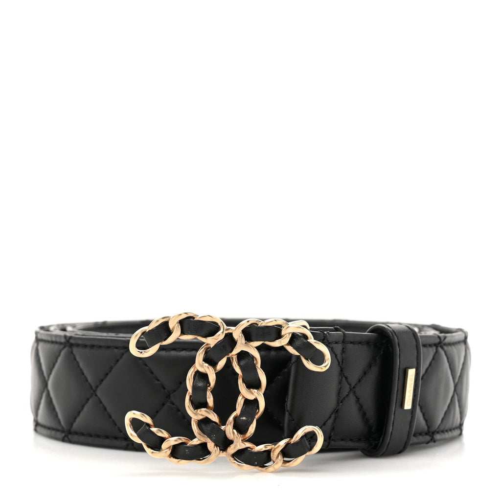 Calfskin Quilted CC Chain Belt 120 48 Black