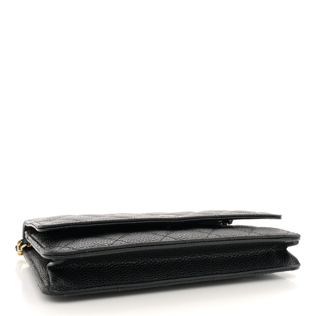 Caviar Quilted Wallet on Chain WOC Black