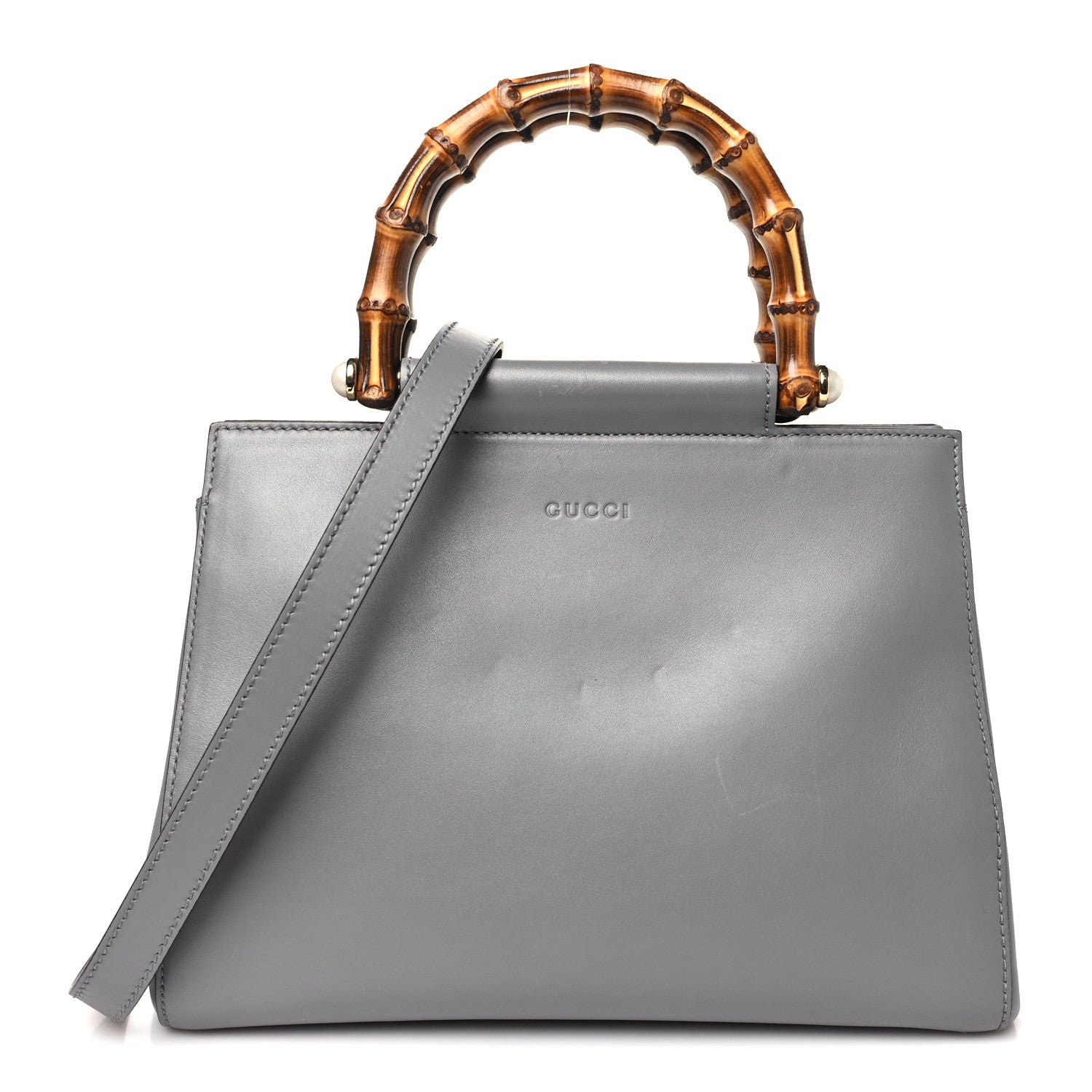 Nappa Bamboo Small Nymphaea Top Handle Bag Grey