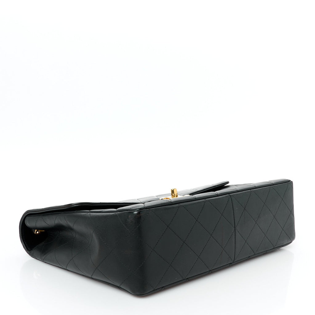 Lambskin Quilted Jumbo Single Flap Black