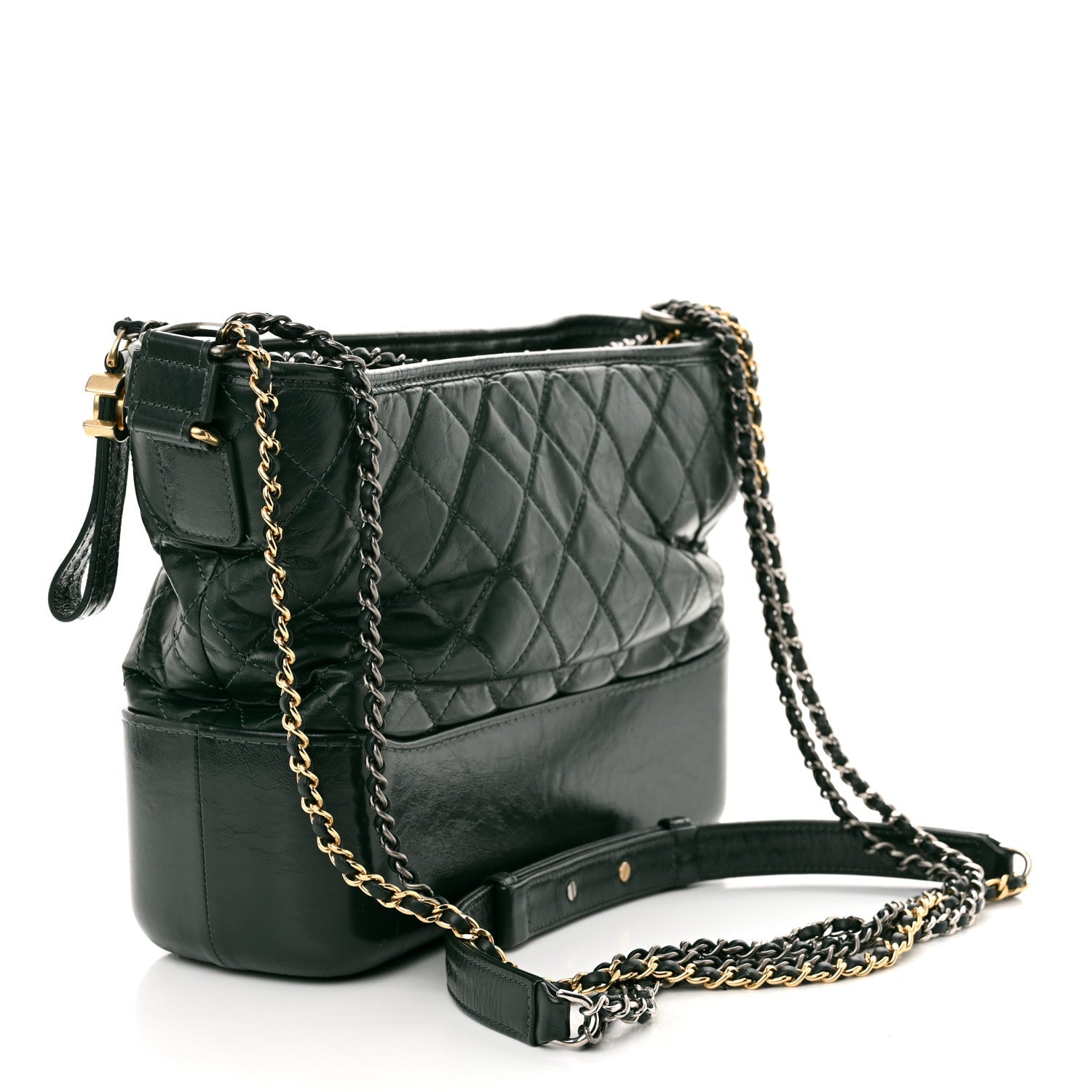 Aged Calfskin Quilted Medium Gabrielle Hobo Green