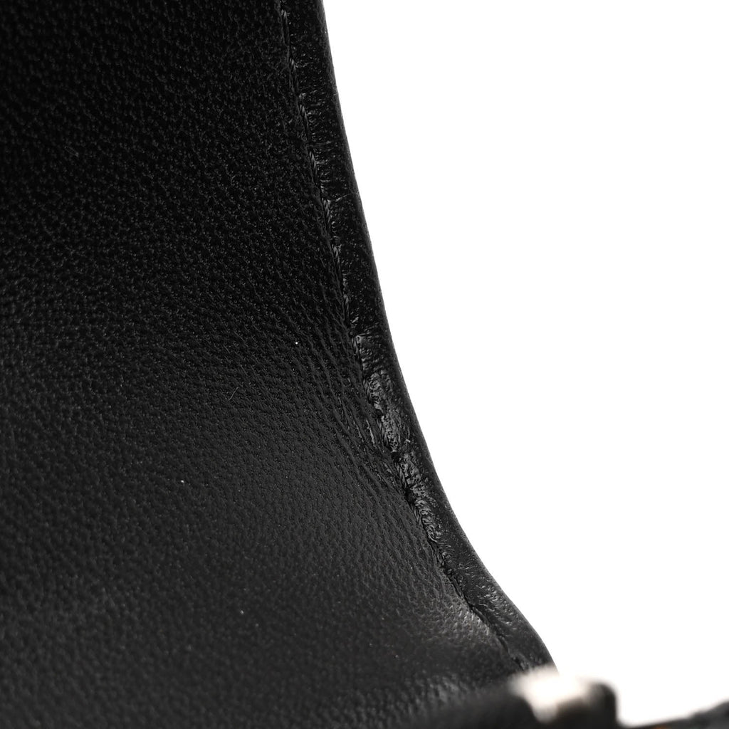 Lambskin Quilted Metal Top Handle Crossbody Flap Black