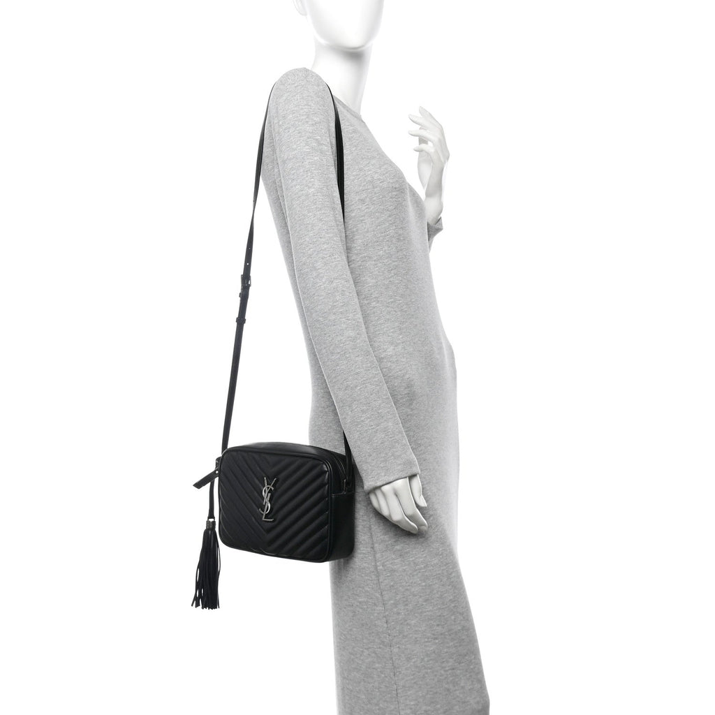 Calfskin Matelasse Monogram Lou Camera Bag Black