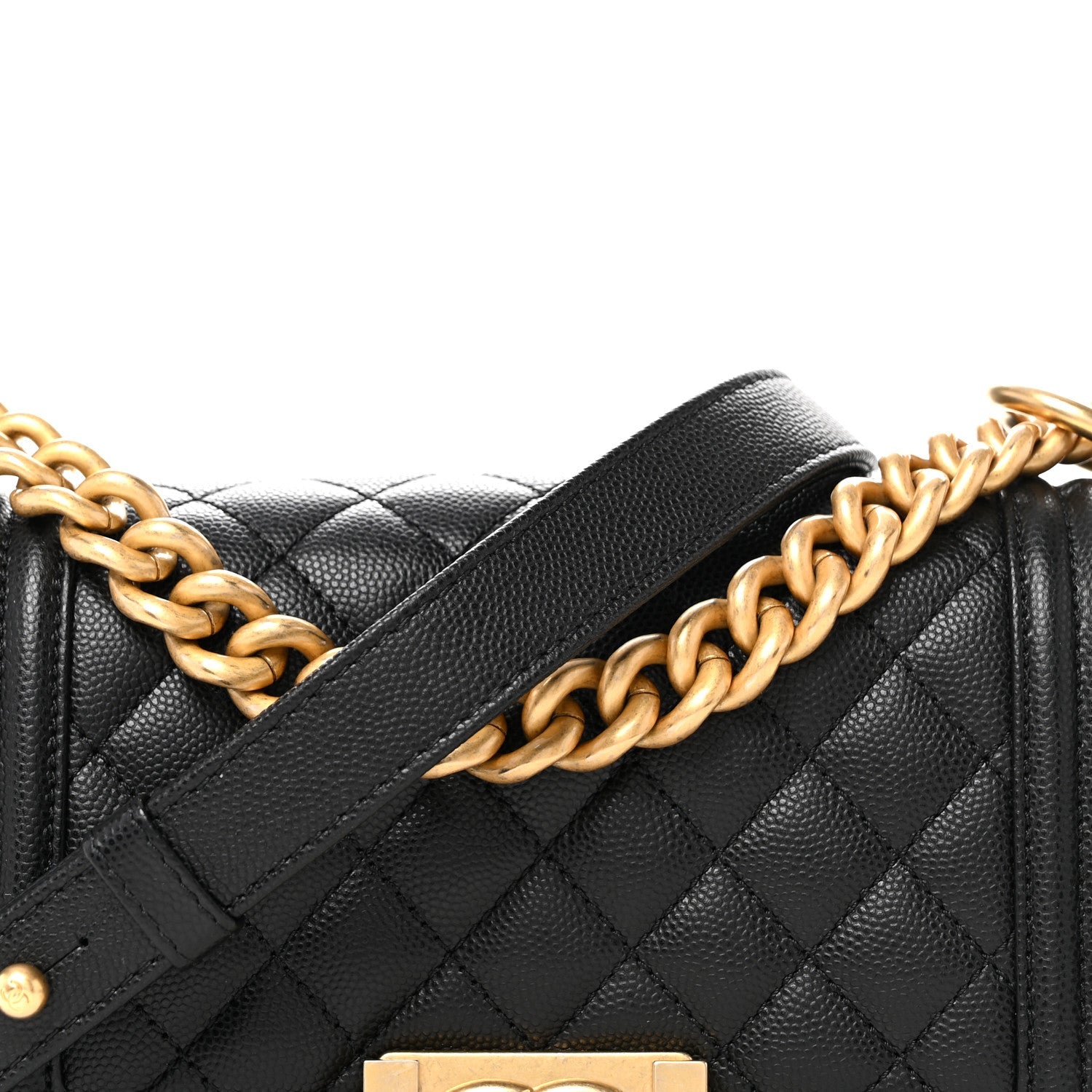 Caviar Quilted Small Boy Flap Black