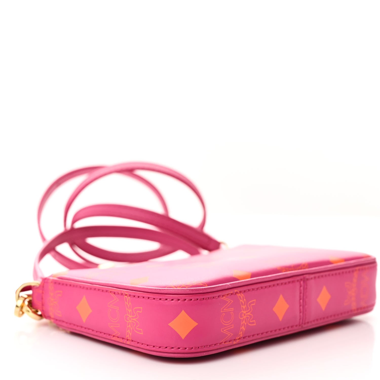 Calfskin Color Splash Mini Pouch on Chain Pink