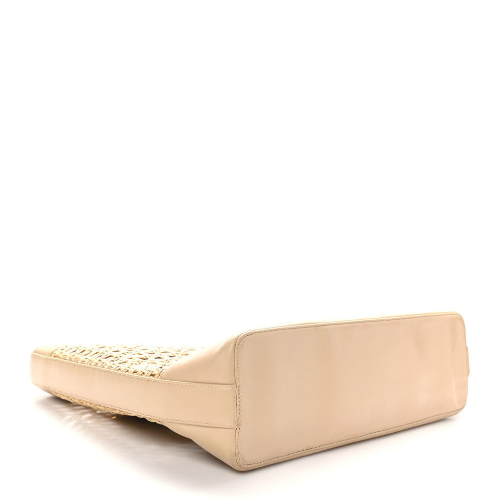 Lambskin Straw CC Tote Beige