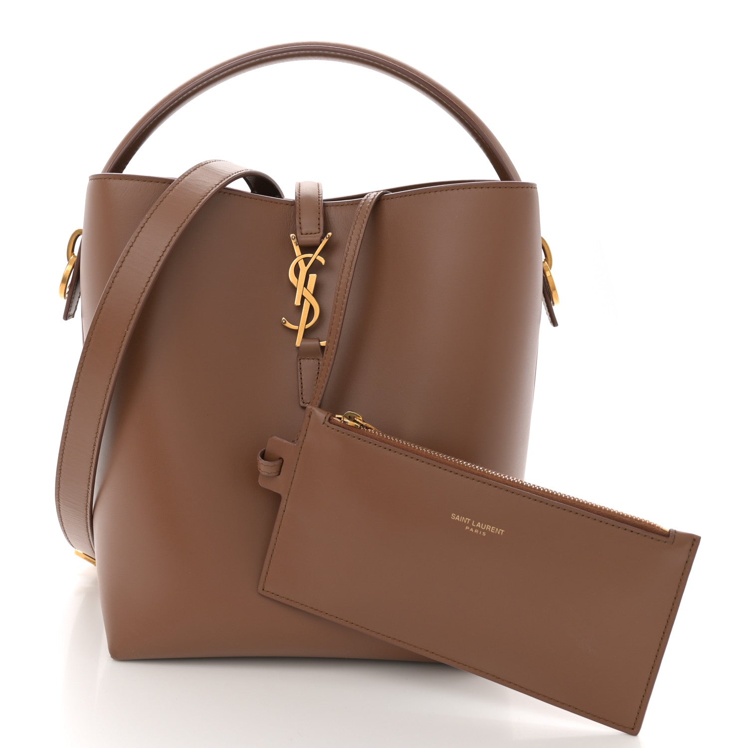 Shiny Calfskin Le 37 Bucket Bag Fox