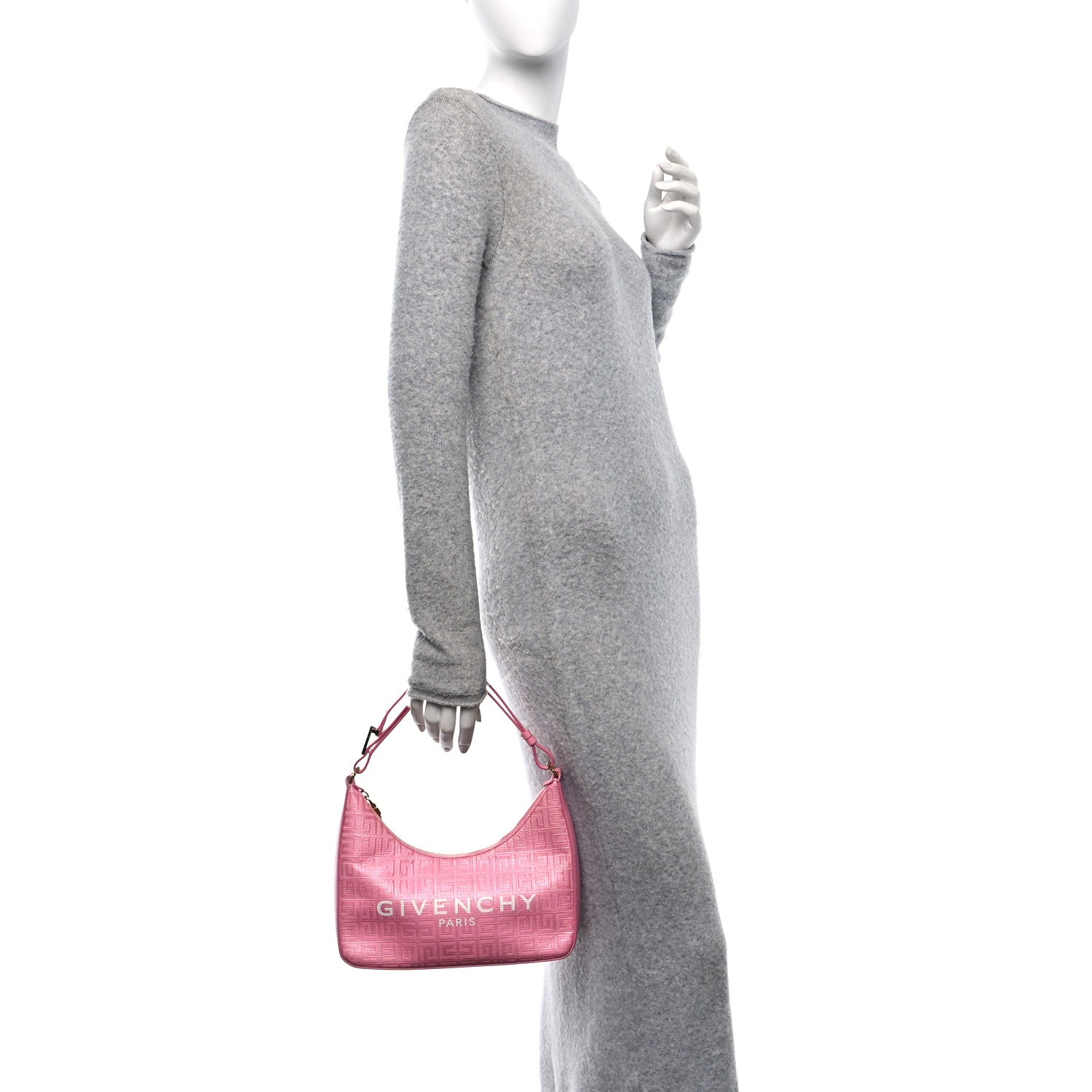 Coated Canvas Logo 4G Embossed Small Moon Cut Out Shoulder Bag Pink