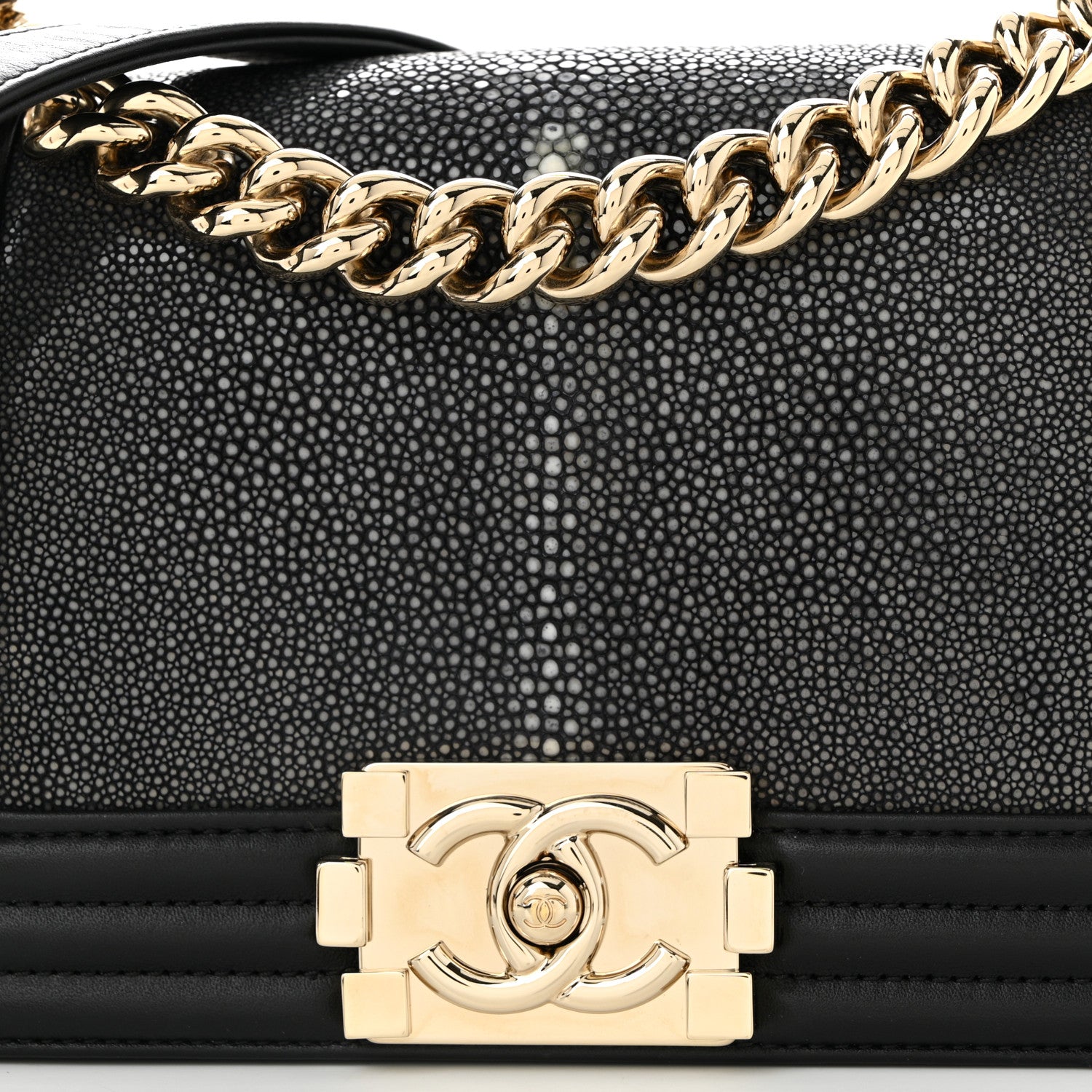 Galuchat Stingray Small Boy Flap Black