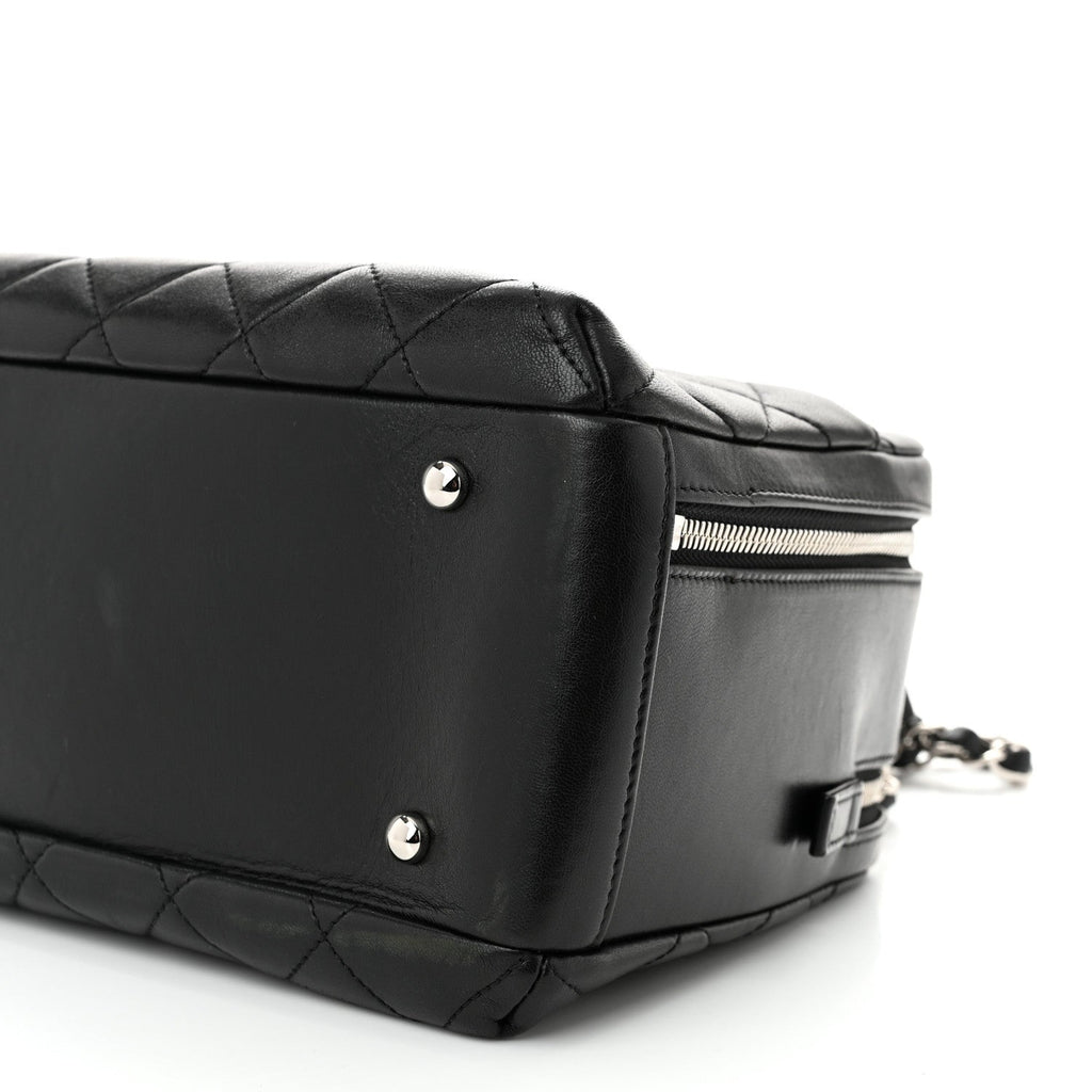 Lambskin Quilted Medium Trendy CC Bowling Bag Black