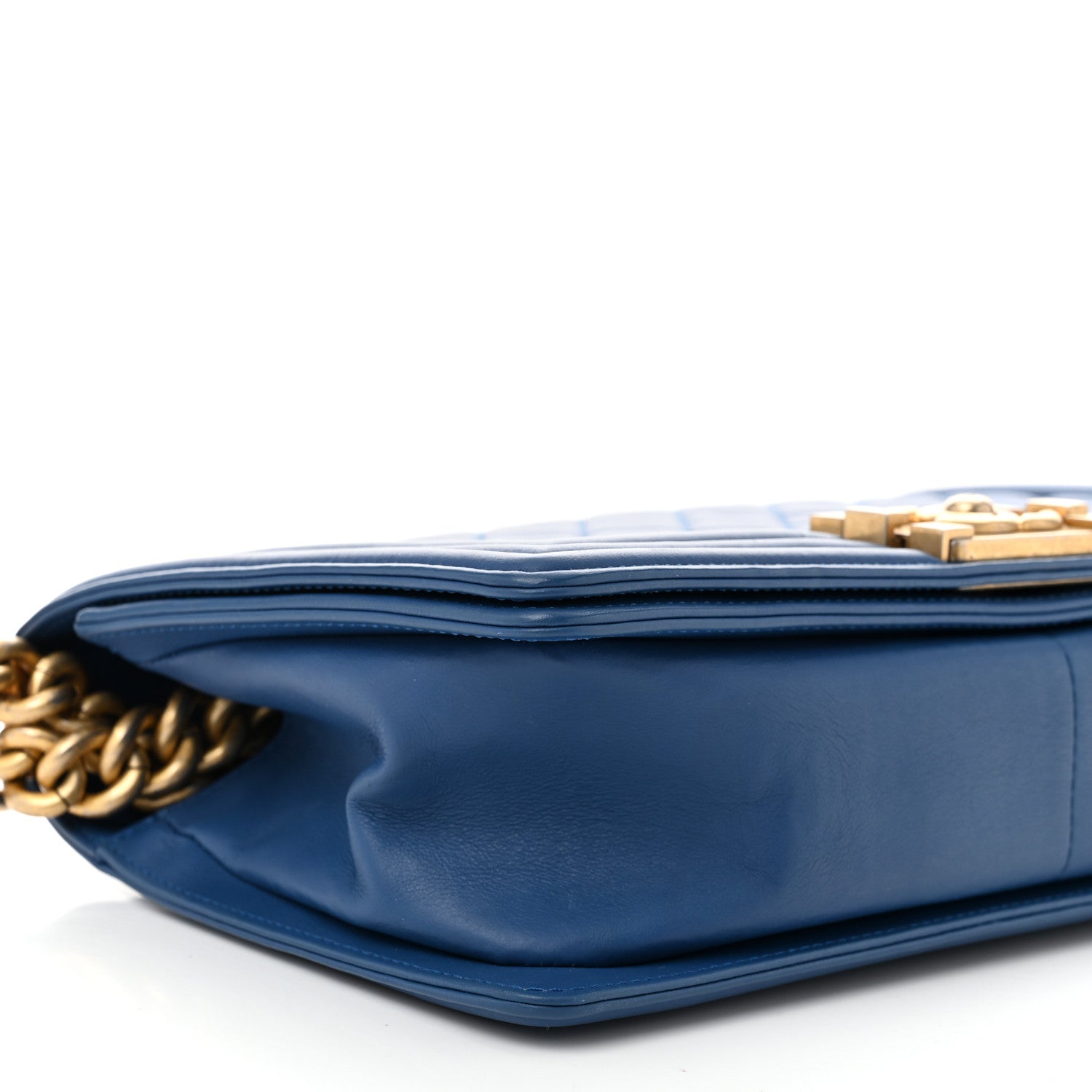 Lambskin Quilted Medium Boy Flap Blue