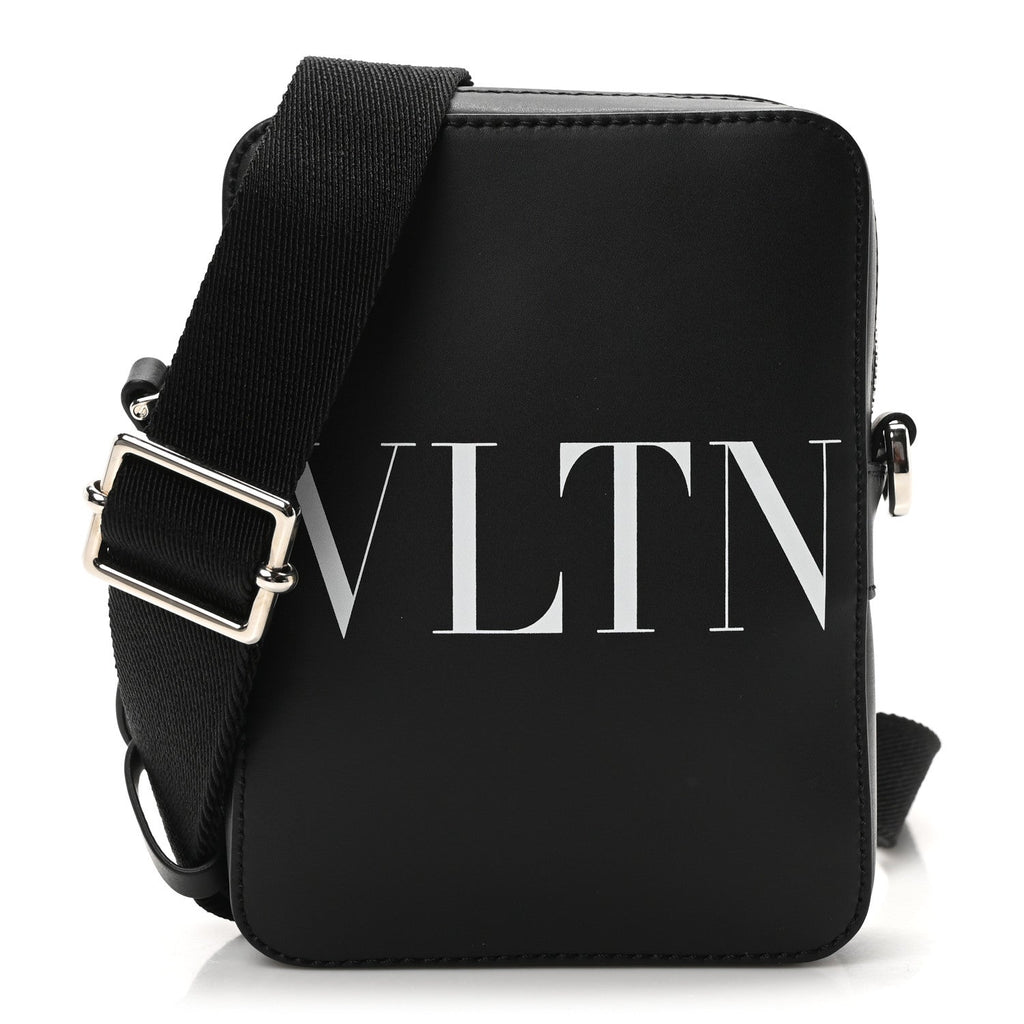 Calfskin VLTN Print Small Crossbody Bag Black