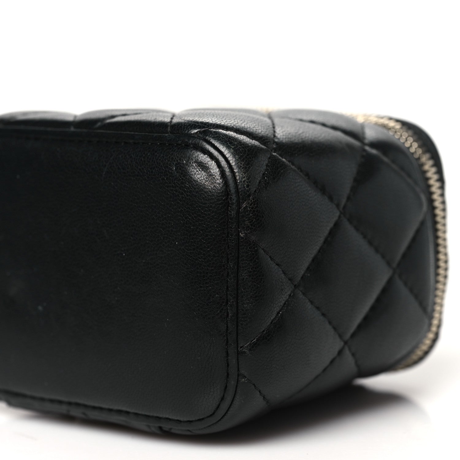 Lambskin Quilted Mini Vanity Case With Chain Black