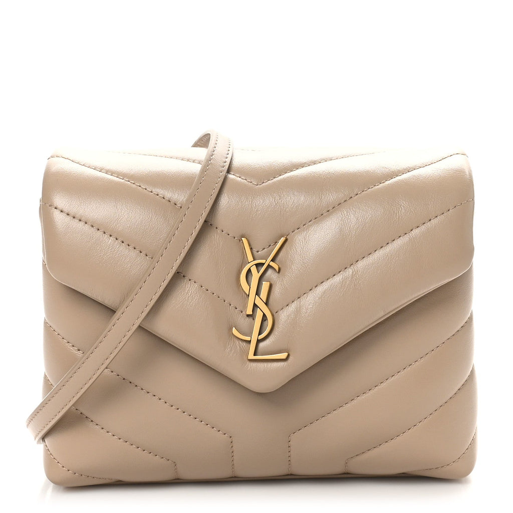 Calfskin Y Quilted Monogram Toy Loulou Crossbody Bag Dark Beige