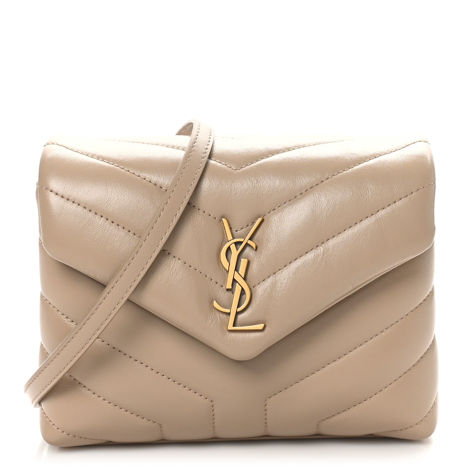 Calfskin Y Quilted Monogram Toy Loulou Crossbody Bag Dark Beige