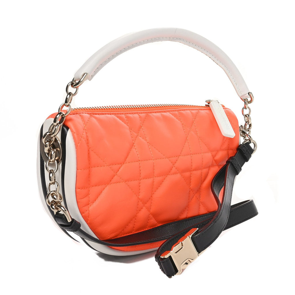 Lambskin Cannage Small Dior Vibe Hobo Bag Orange