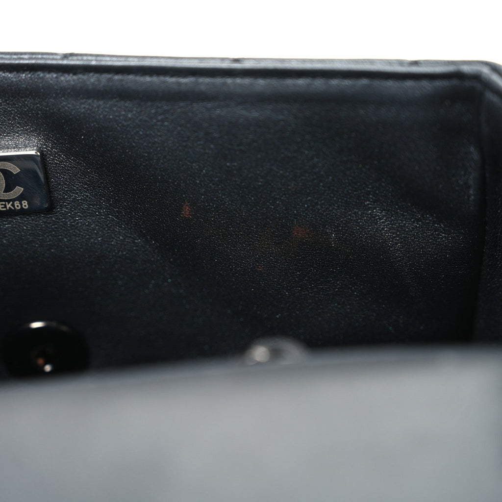 Pearly Lambskin Quilted Mini Rectangular Flap So Black