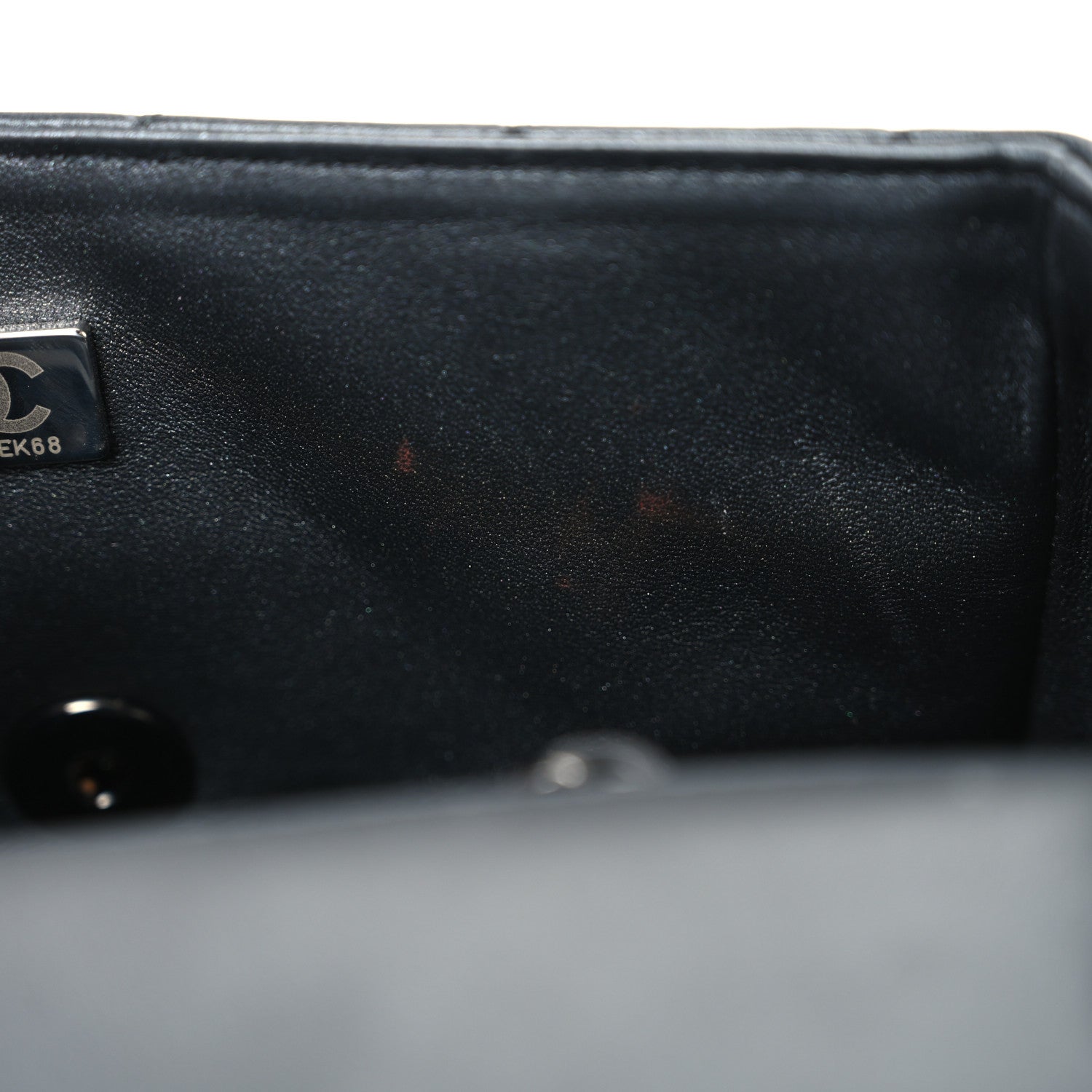 Pearly Lambskin Quilted Mini Rectangular Flap So Black
