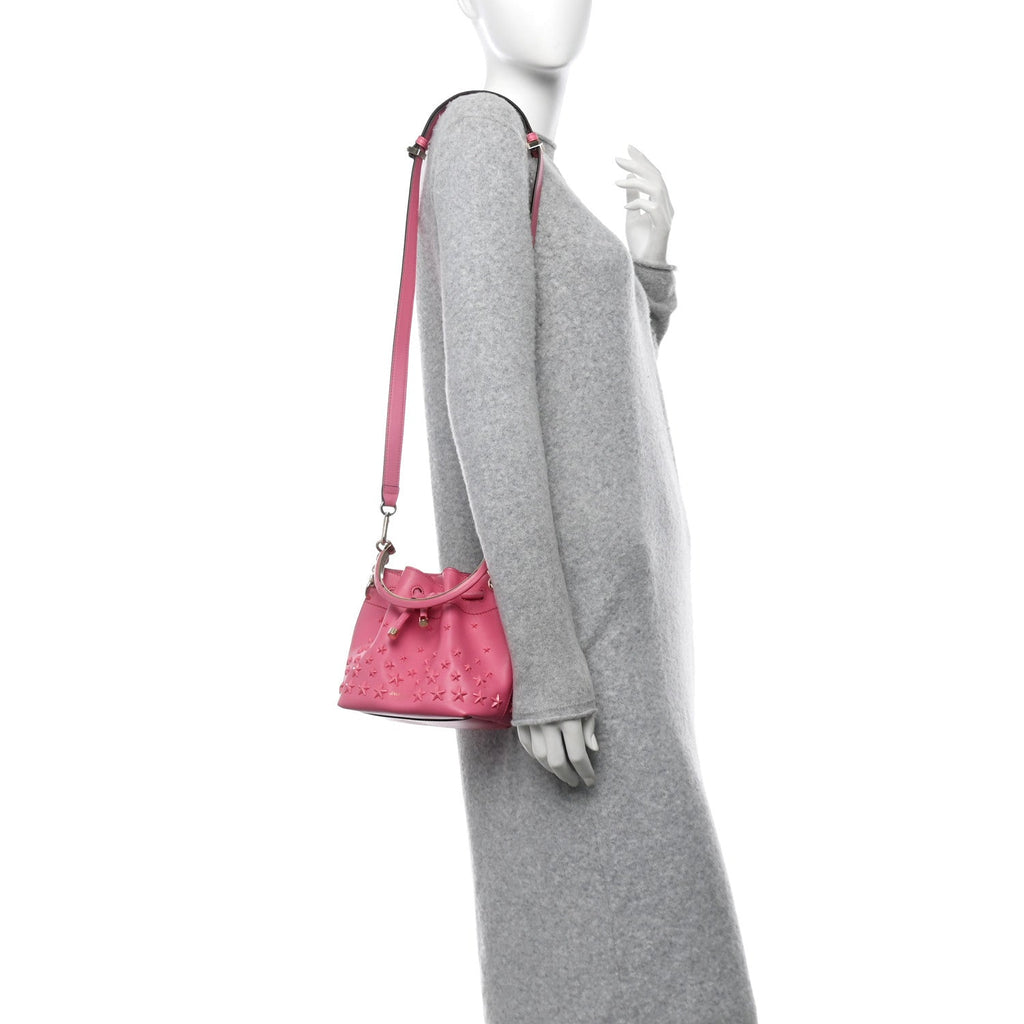 Calfskin Star Studded Bon Bon Bucket Bag Candy Pink