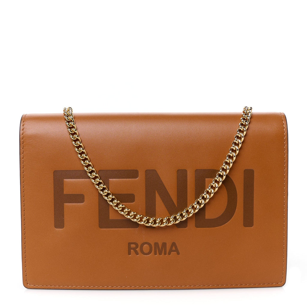 Vitello King Tamponato Logo Embossed Medium Wallet On Chain Cuoio