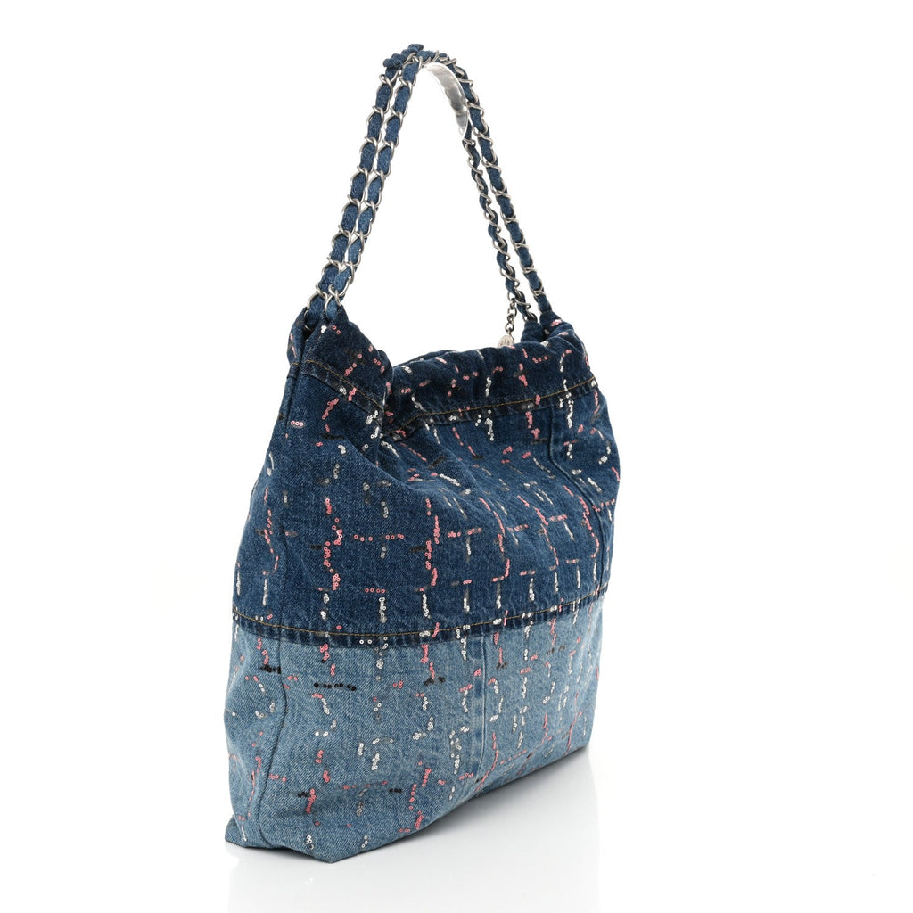 Denim Sequin Chanel 22 Blue