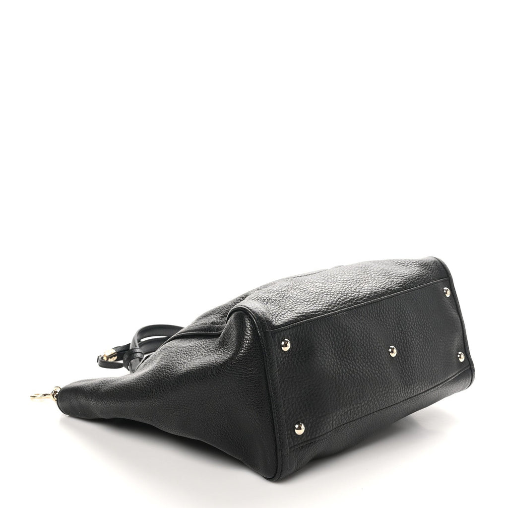 Pebbled Calfskin Medium Soho Shoulder Bag Black