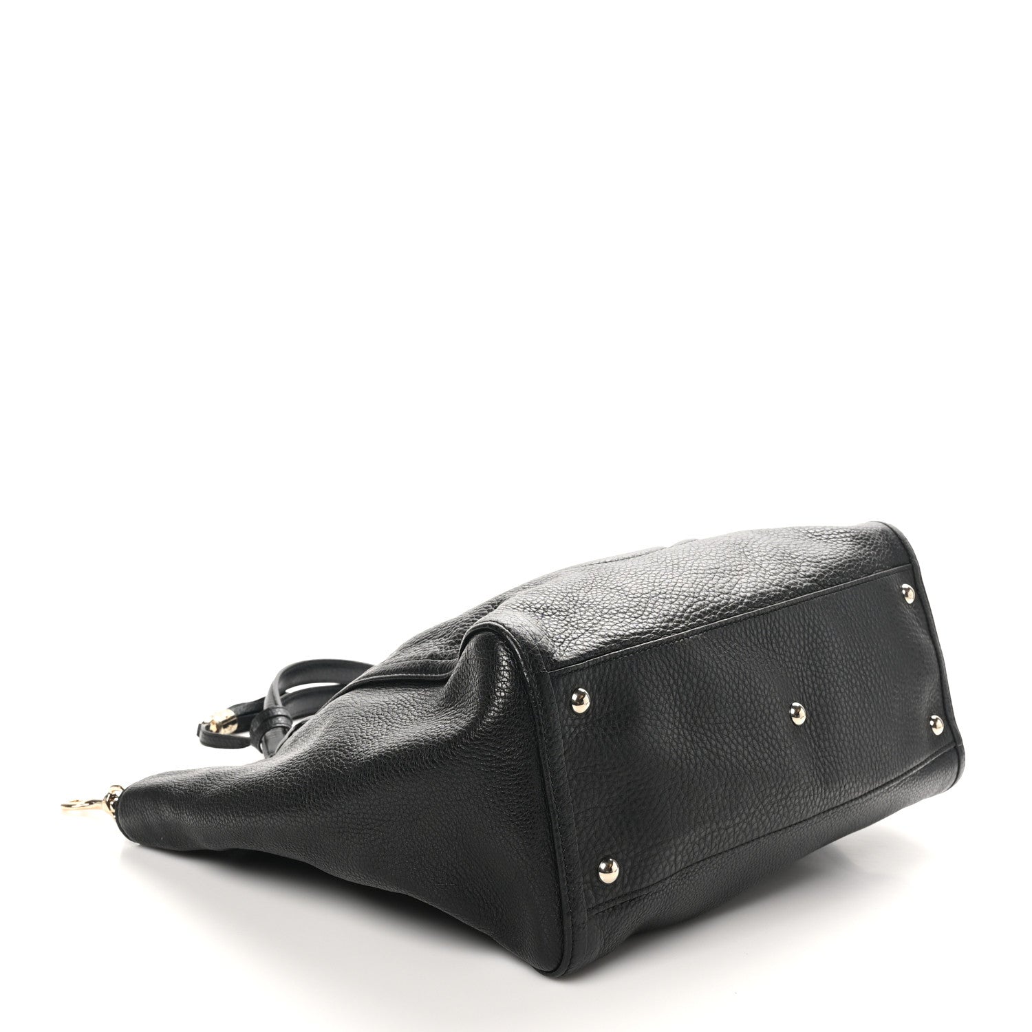 Pebbled Calfskin Medium Soho Shoulder Bag Black