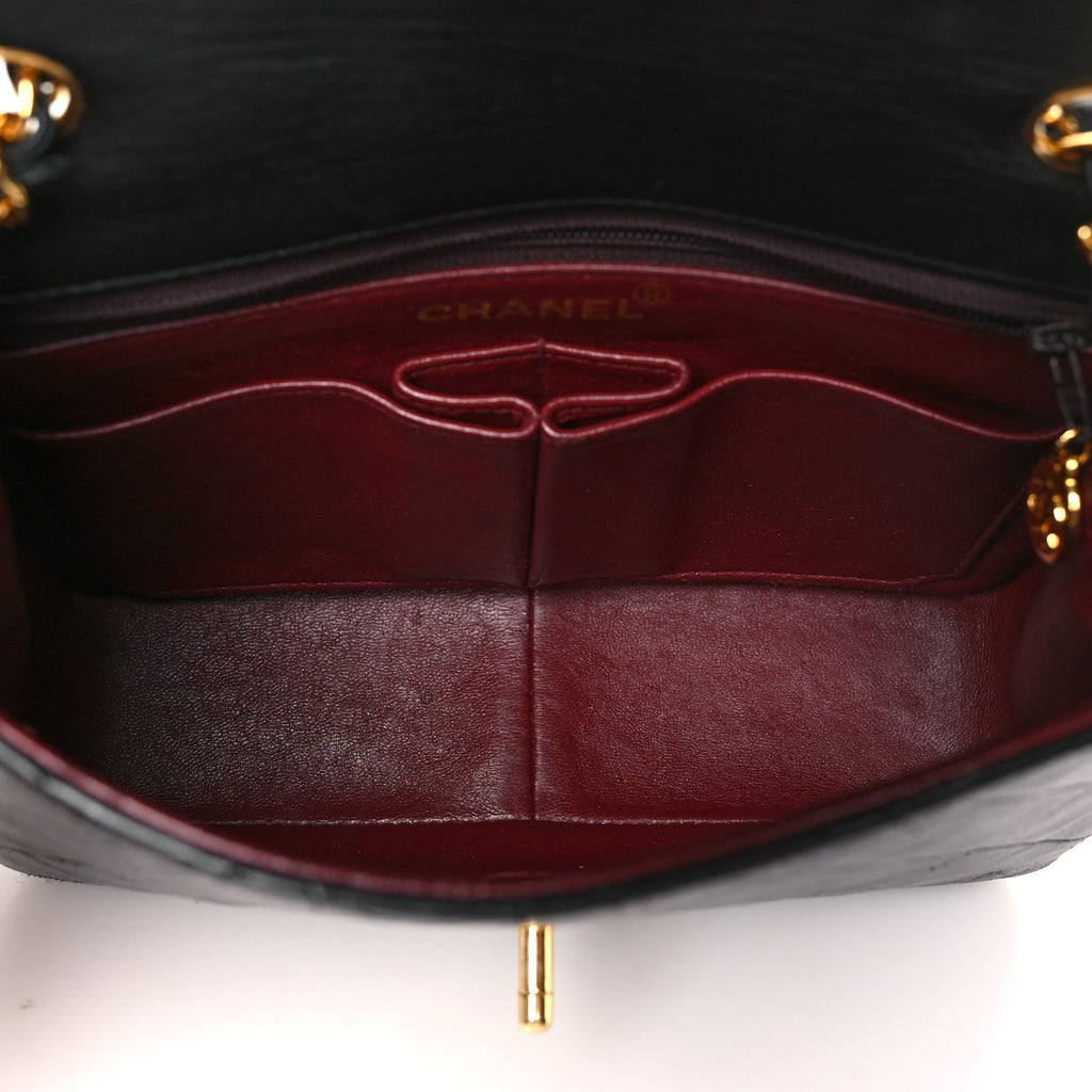 Lambskin Quilted Mini Square Flap Bag Black