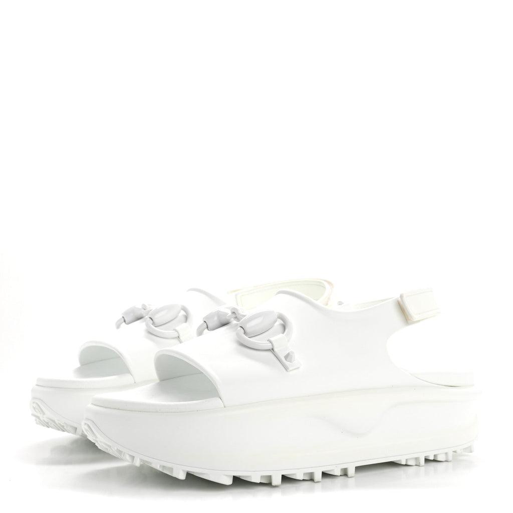 Soft Rubber Horsebit Touch Womens Strapped Sandals 40 Great White